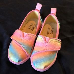 TOMS Glitter Toddler Alpargata, 8T Like New